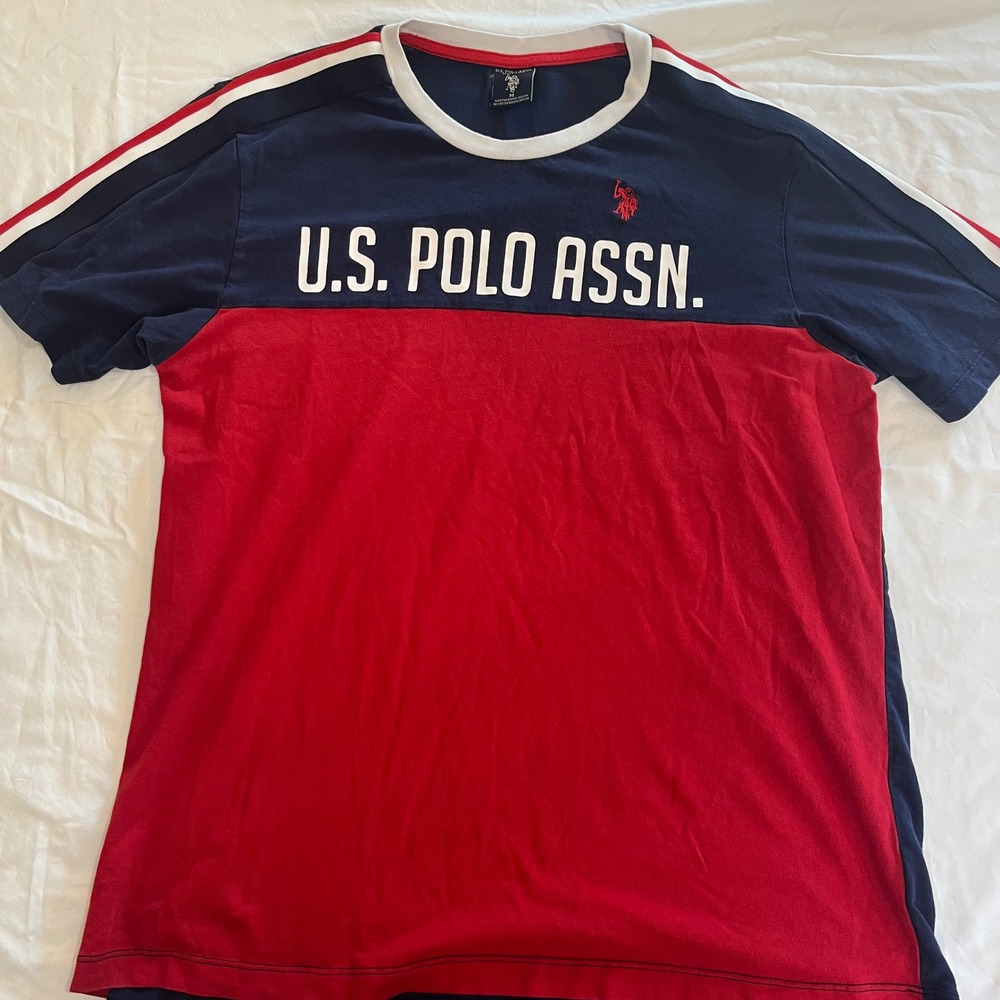 U.S. Polk Assn Men's Color Block T-Shirt Blue Red Medium Association